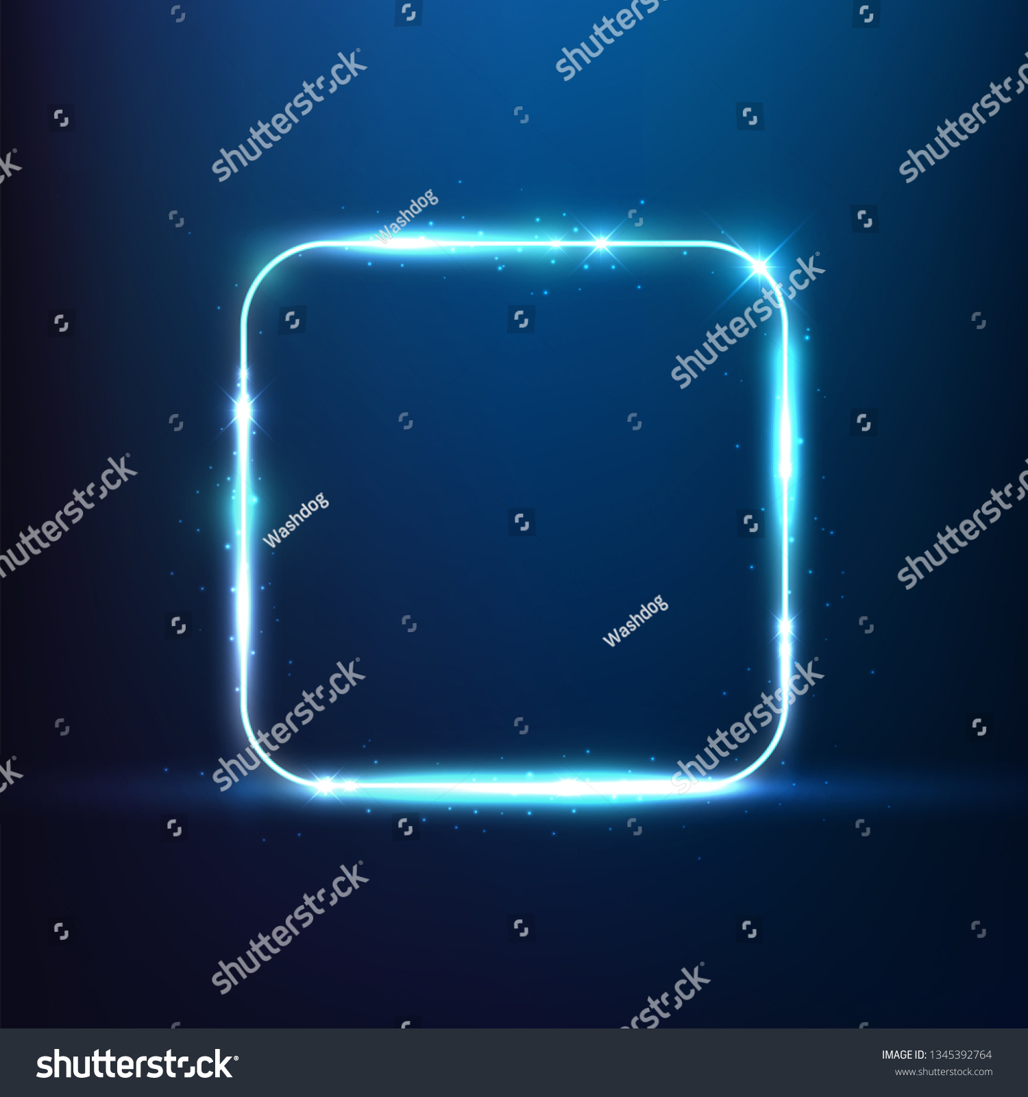 Glowing Blue Neon Round Corner Square Stock Vector (Royalty Free ...