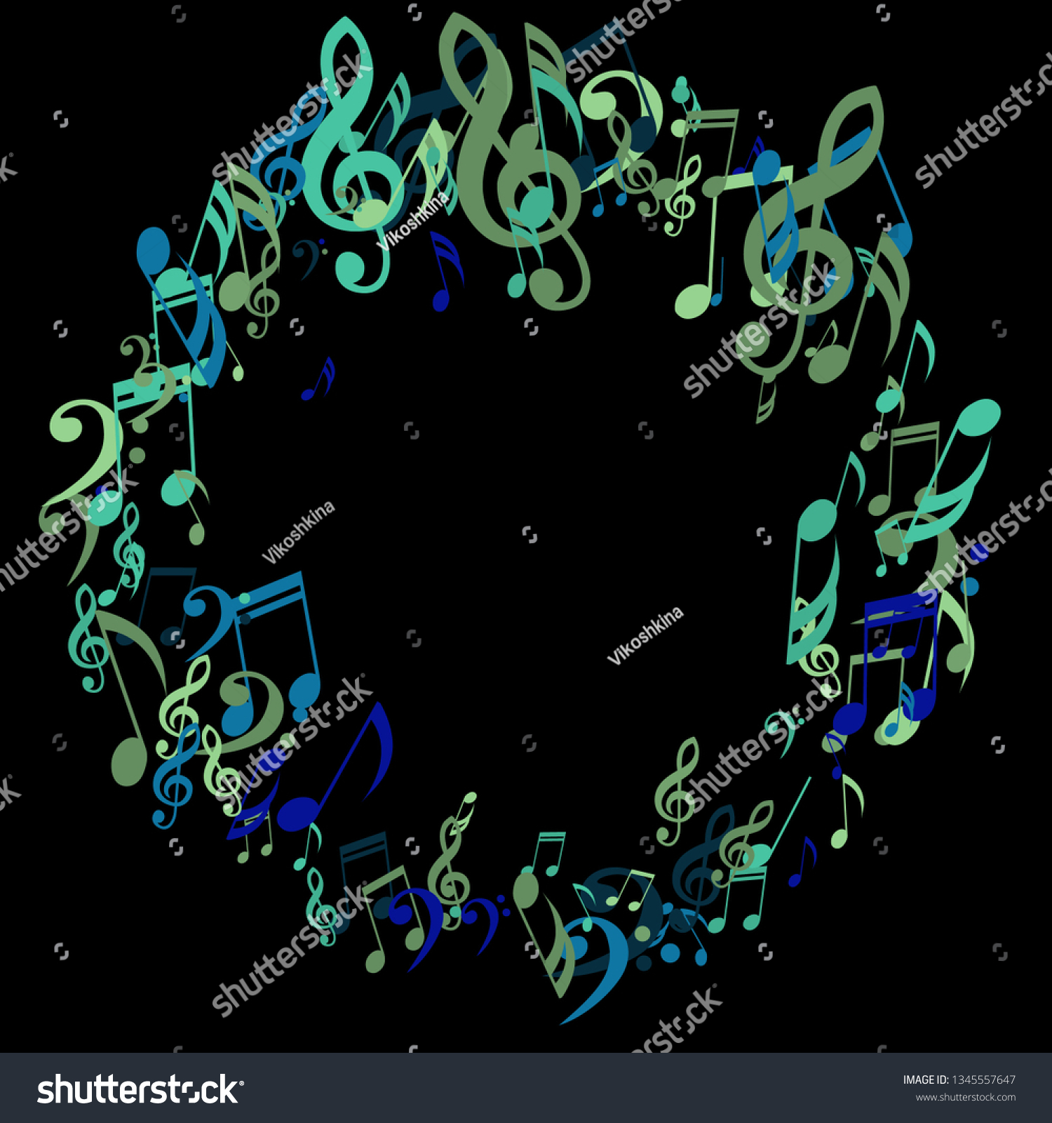 Round Frame Musical Symbols Modern Background Stock Vector (Royalty ...