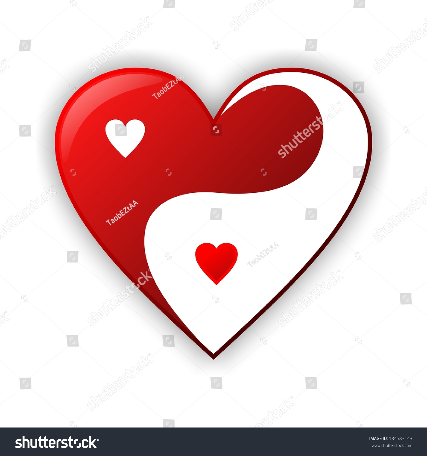 Yin Yang Heart Illustration Red White Stock Illustration 134583143 ...