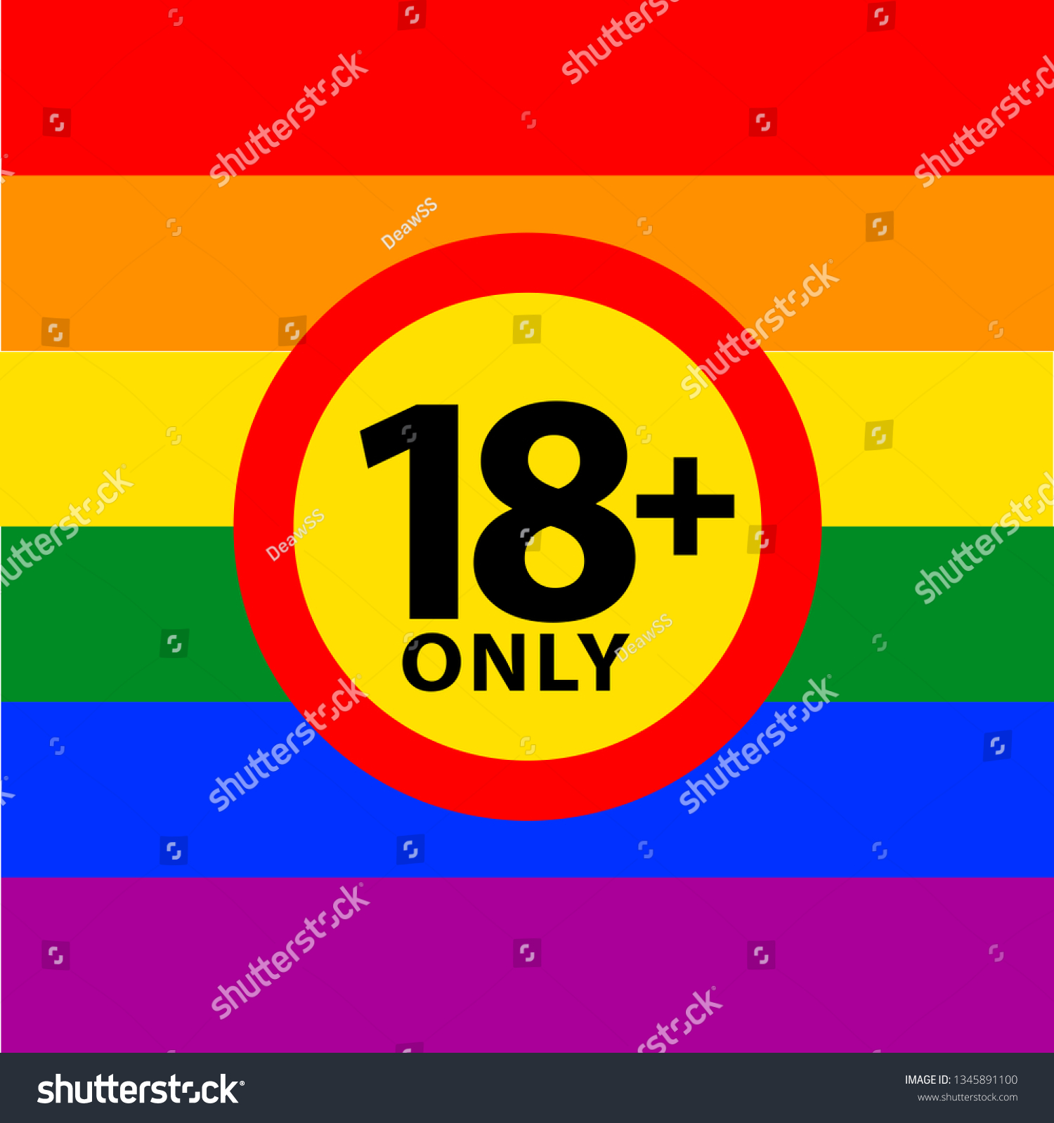 Vektor Stok 18 Plus Only Sign Warning Symbol Tanpa Royalti 1345891100 Shutterstock 