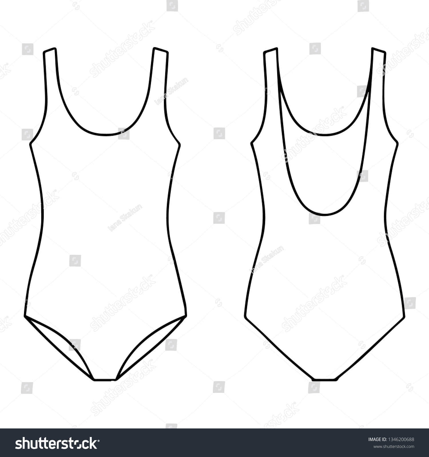 Vector Technical Illustration Womens Bikini Front Stock Vector (Royalty ...