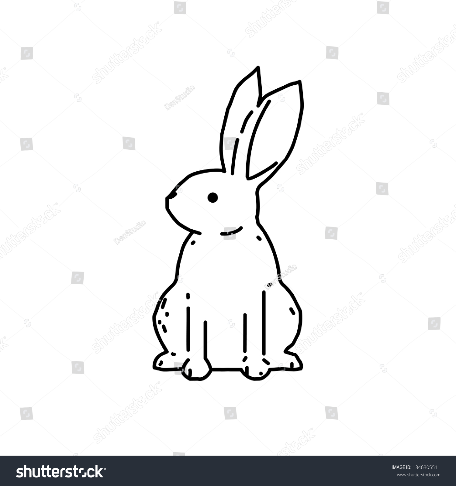 Cute Bunny Rabbit Line Art Vector Stock Vector (Royalty Free ...