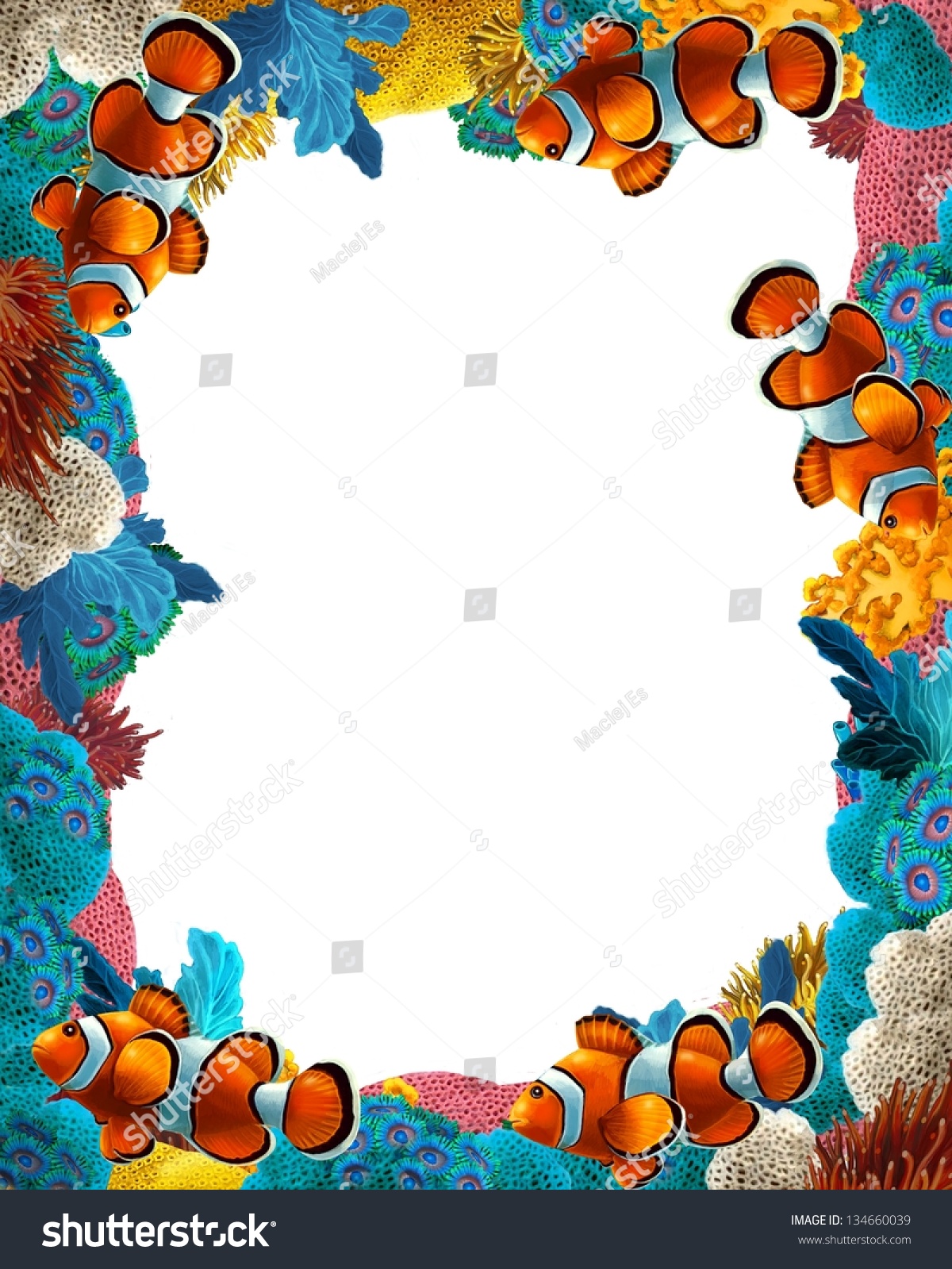 Coral Reef Frame Border Illustration Children Stock Illustration ...