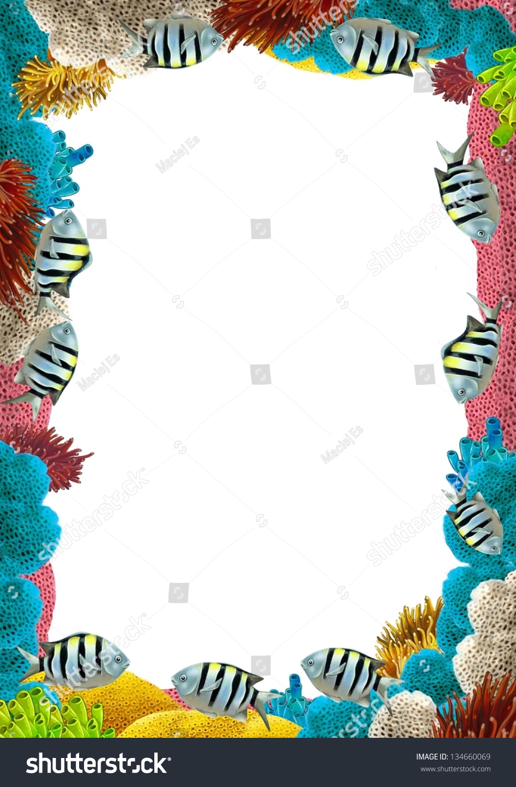 Coral Reef Frame Border Illustration Children Stock Illustration ...