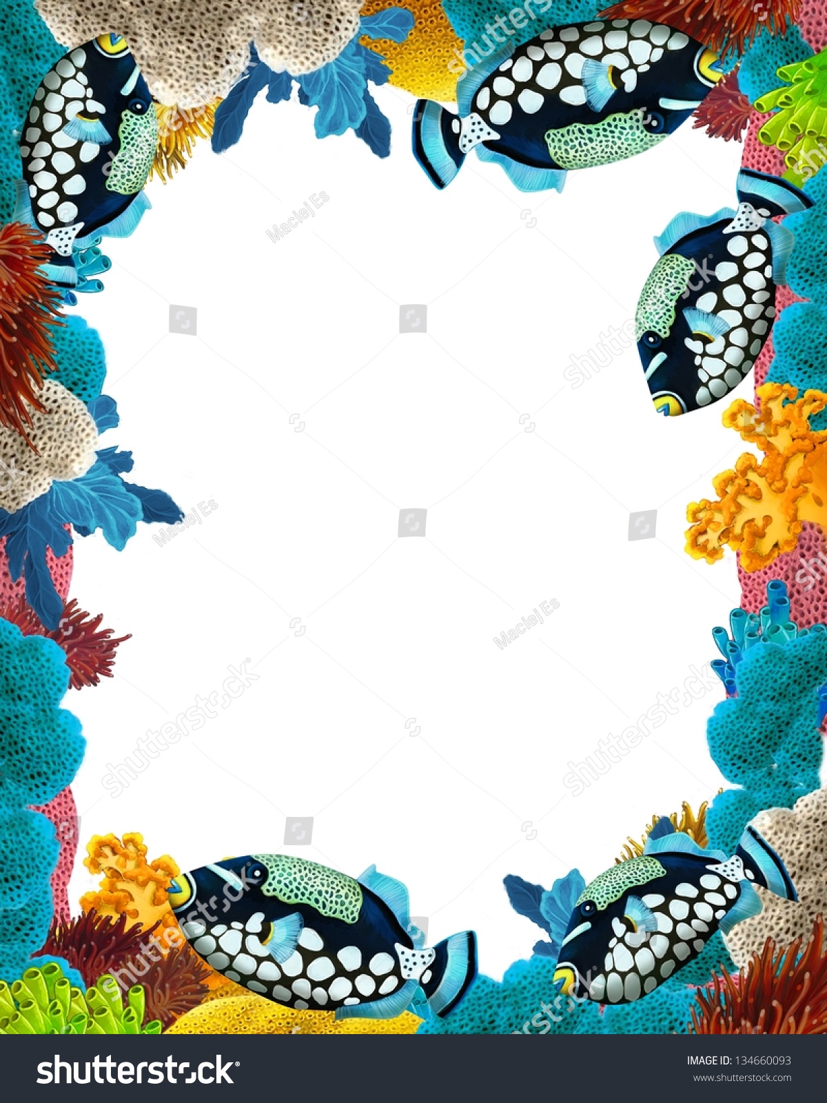 Coral Reef Frame Border Illustration Children Stock Illustration ...