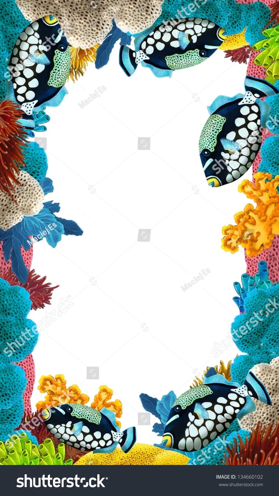 Coral Reef Frame Border Illustration Children Stock Illustration ...