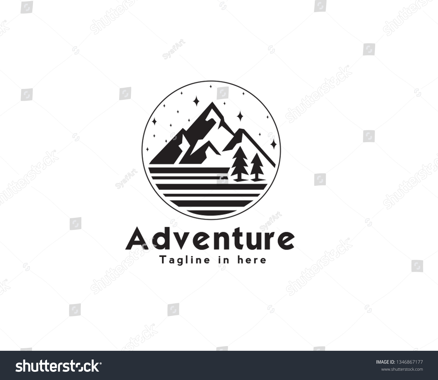 Circle Classic Landscape Mountain Lake Logo Stock Vector (Royalty Free ...