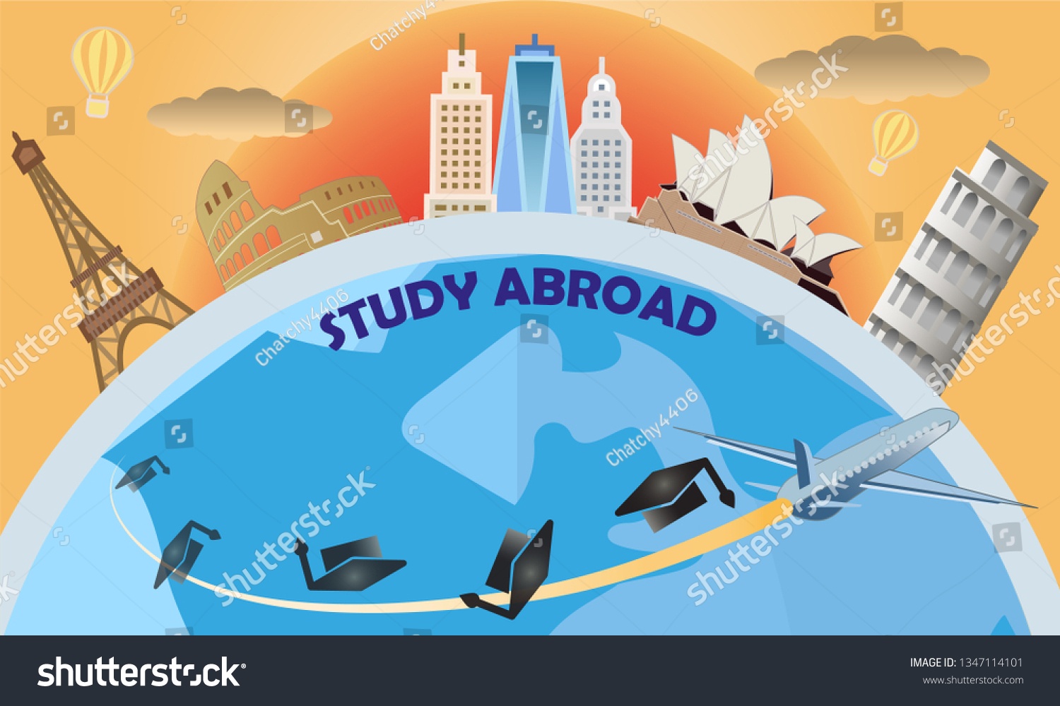 Vector Study Abroad Global Education Concept Stock Vector (Royalty Free ...