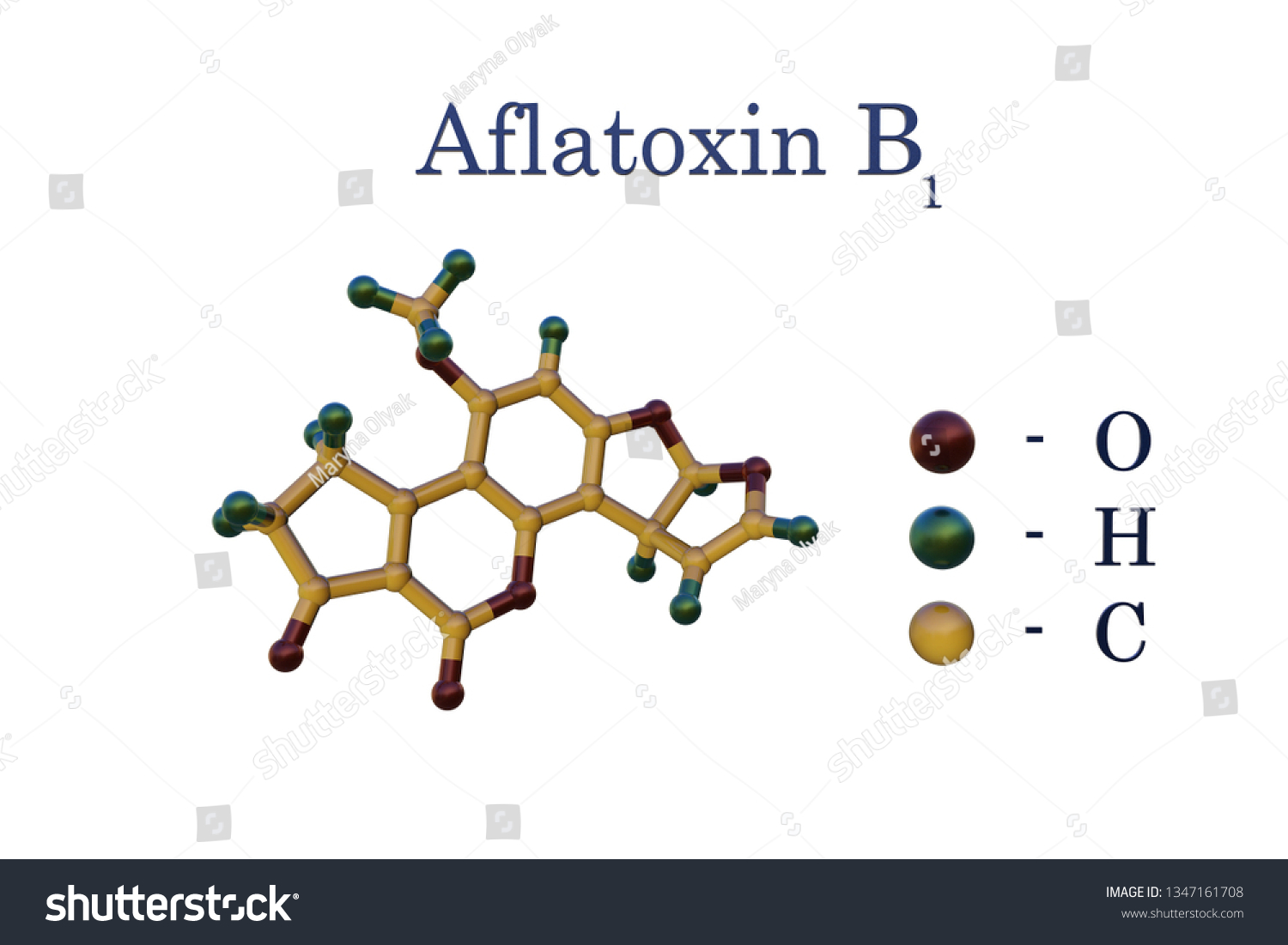 「Structural Chemical Formula Model Aflatoxin B1」のイラスト素材 1347161708 ...