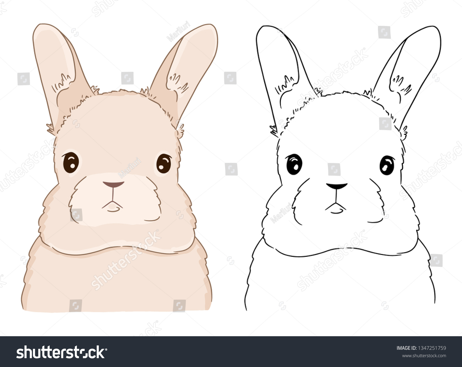 Coloring Page Rabbit Face Childrens Vector Stock Vector (Royalty Free