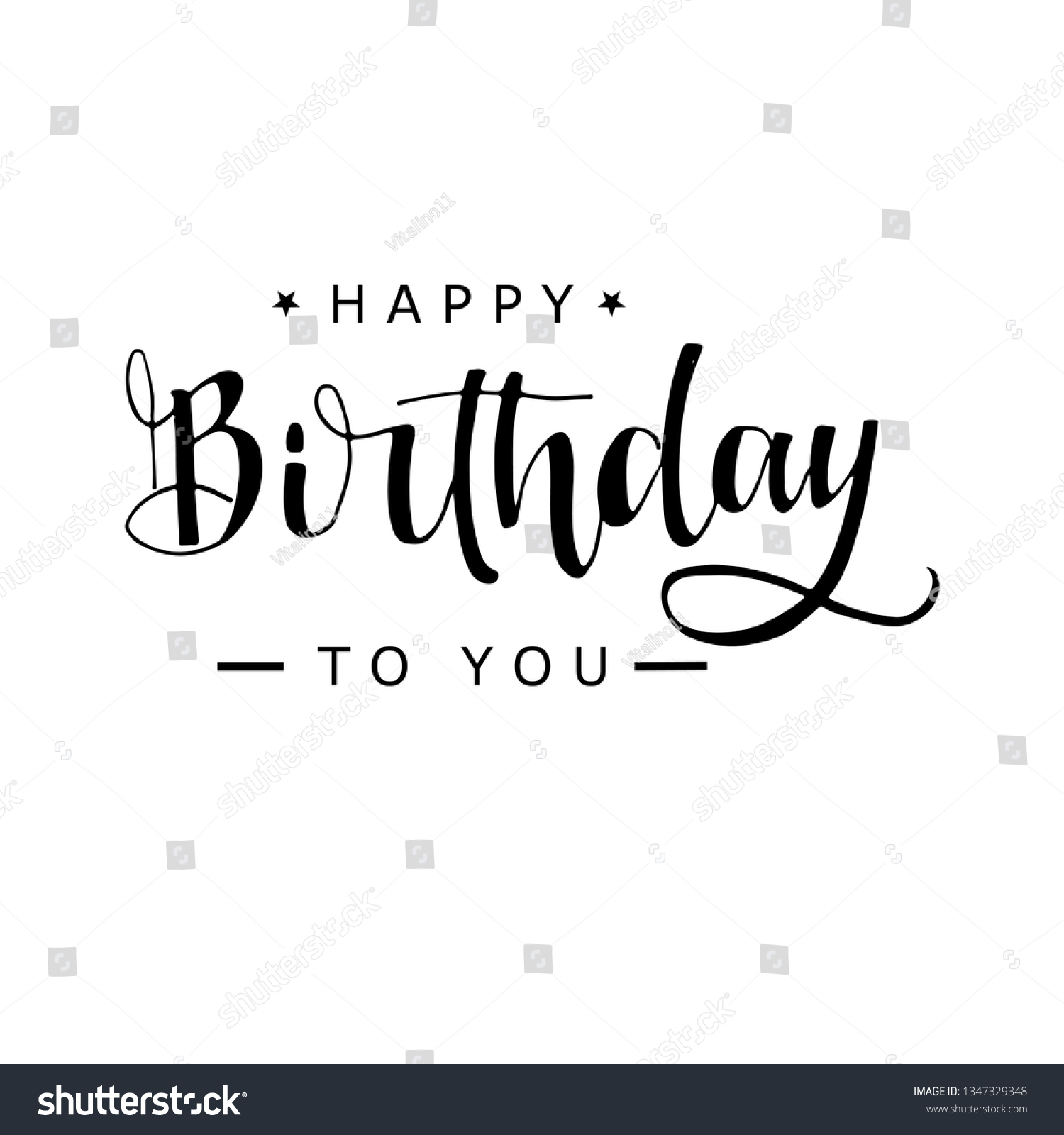 Happy Birthday Greetings Card Handwritten Modern Stock Vector (Royalty ...