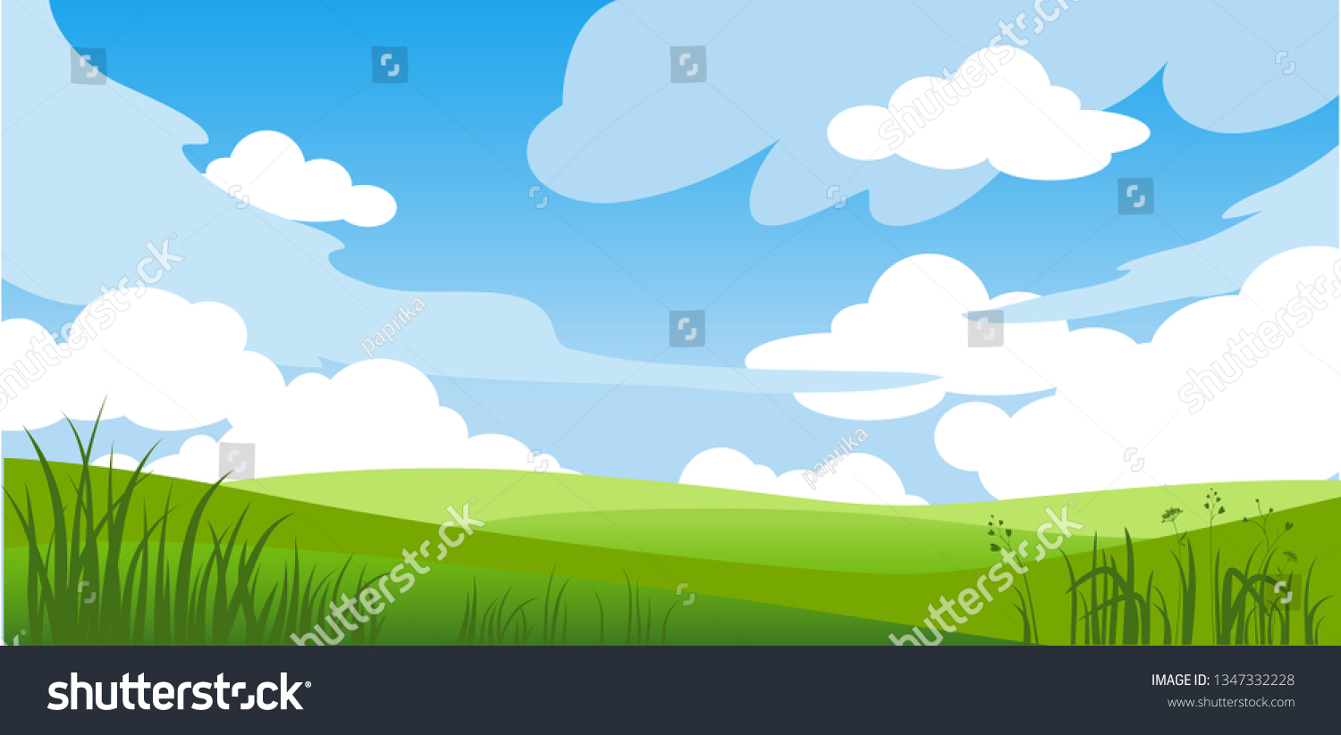 Summer Spring Landscape Design Banner Ticket Stock Vector (Royalty Free ...