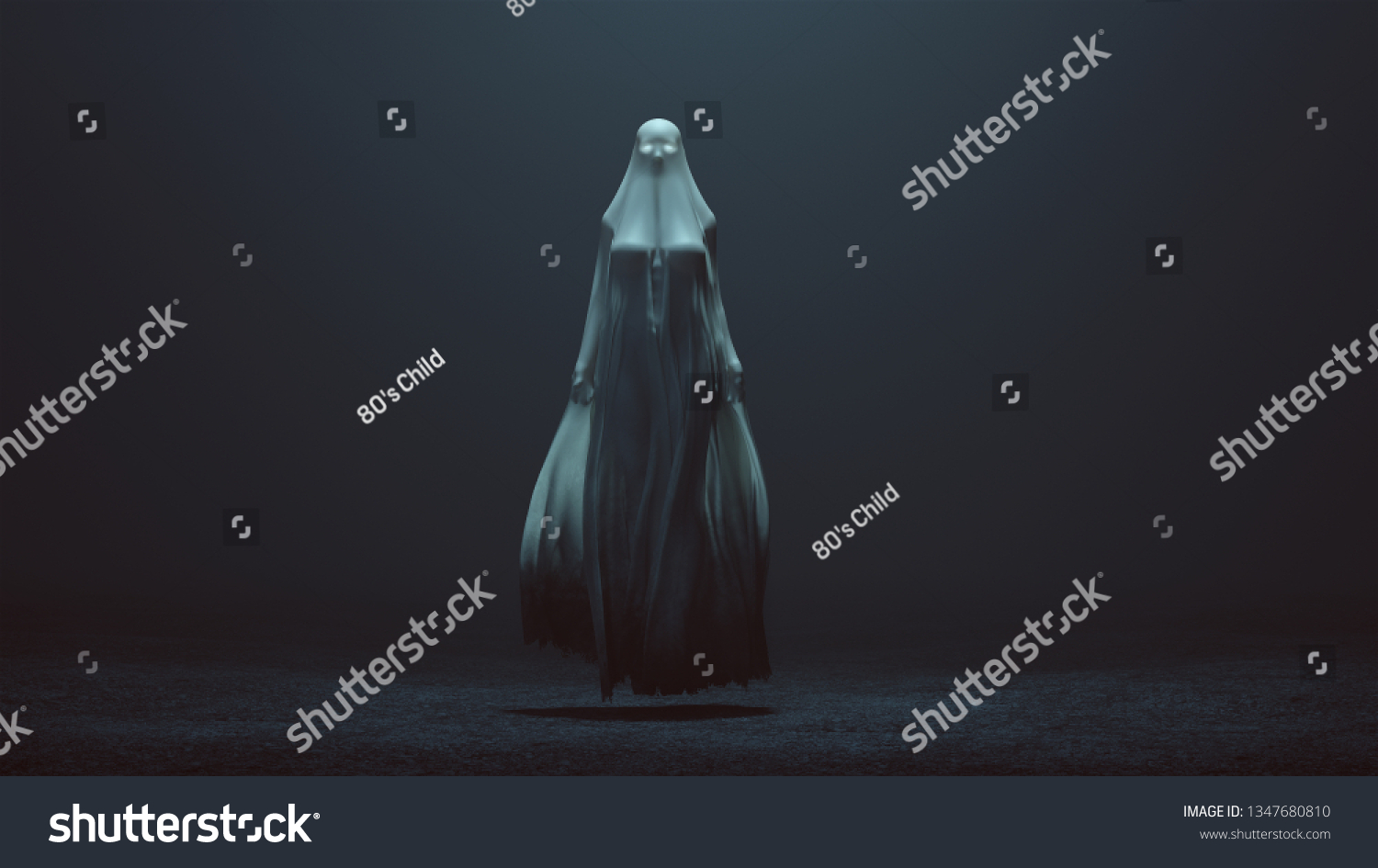 Floating Evil Spirit Glowing Eyes Long 库存插图 1347680810 Shutterstock