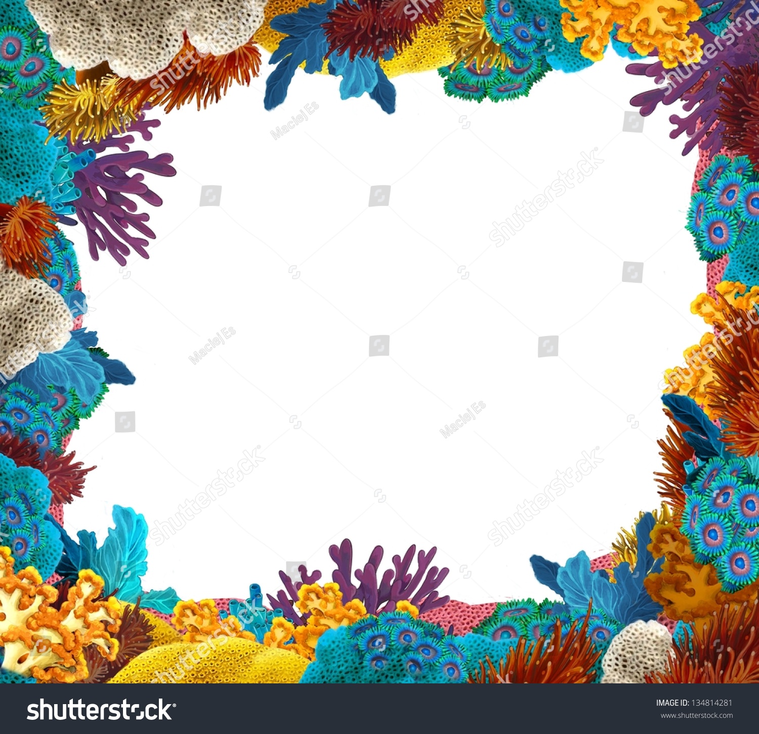 Coral Reef Frame Border Illustration Children Stock Illustration ...