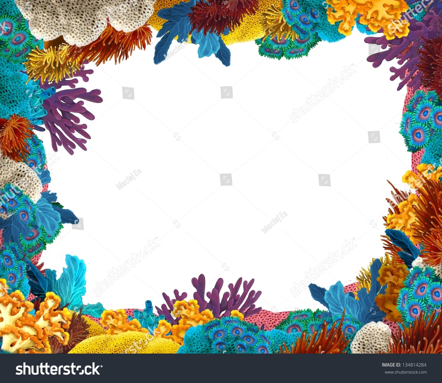 Coral Reef Frame Border Illustration Children Stock Illustration ...