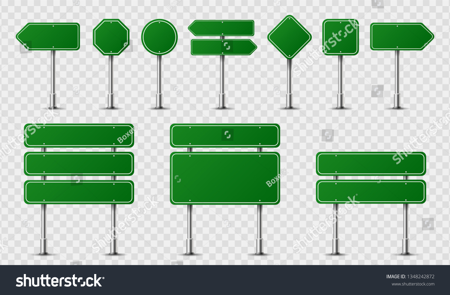 Realistic Traffic Signs On Metal Steel Stock Vector (Royalty Free ...