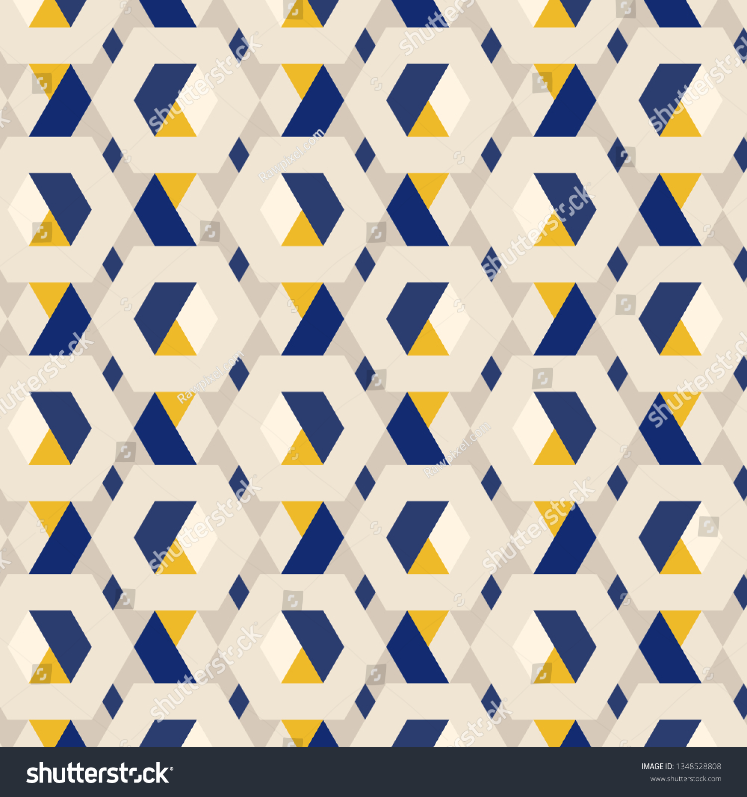 3d Yellow Blue Hexagonal Patterned Background Stock Vector (royalty 