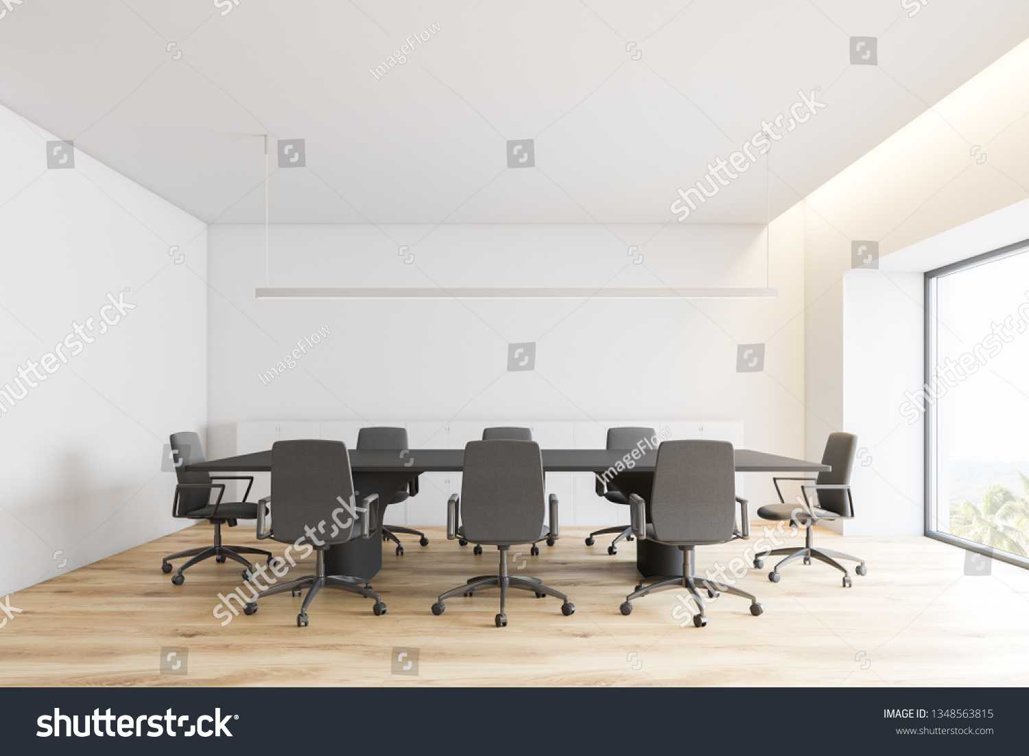 Interior Minimalistic Meeting Room White Walls Stock Illustration ...