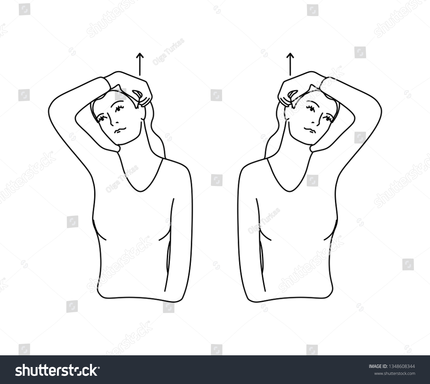 Vector Black Line Illustration Neck Exercises Stock Vector (Royalty ...