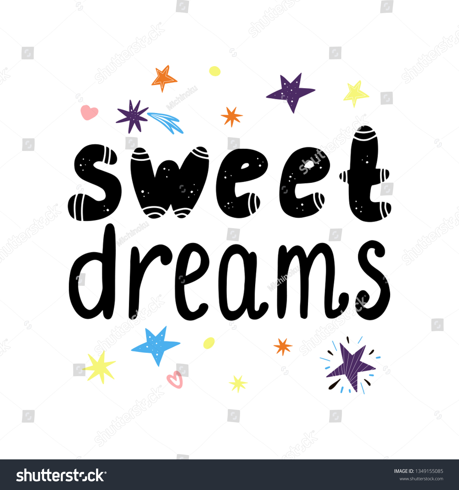 Sweet Dreams Lettering Stars On White Stock Vector (Royalty Free ...