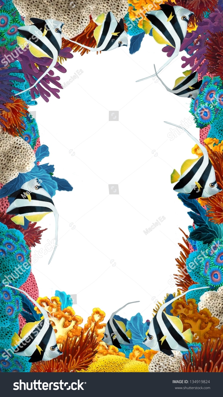 Coral Reef Frame Border Illustration Children Stock Illustration ...