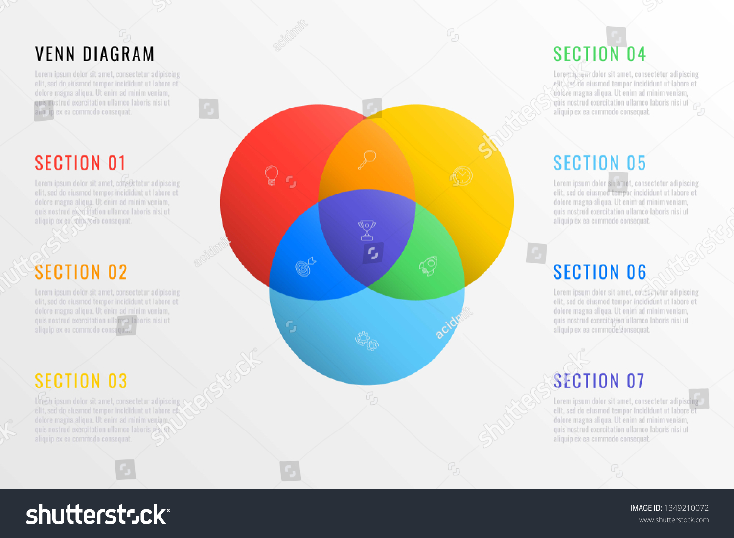 Colorful Venn Diagram Thin Line Marketing Stock Vector (Royalty Free ...