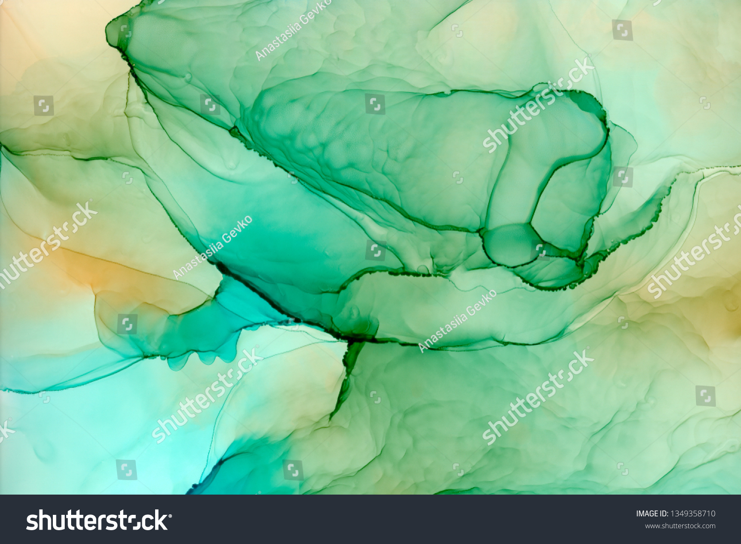 Turquoise Yellow Marble Texture Hand Drawn Stock Illustration ...