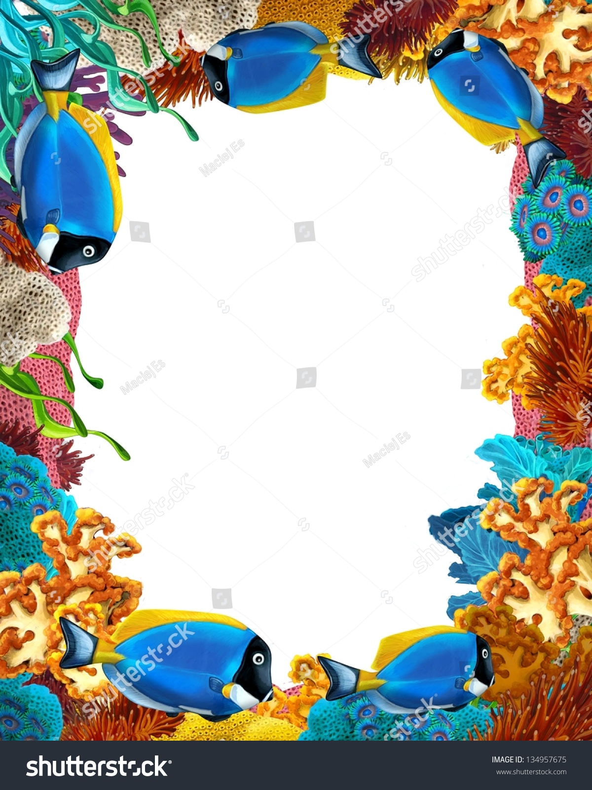 Coral Reef Frame Border Illustration Children Stock Illustration ...