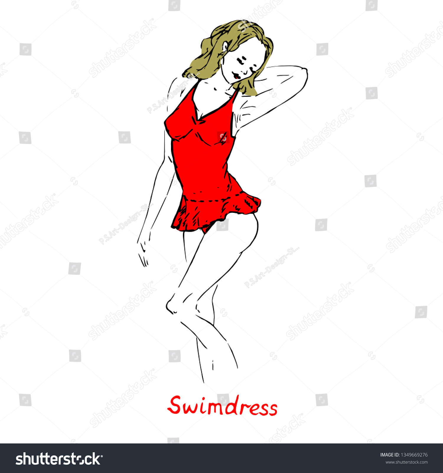 Portrait Sexy Blonde Retro Pin Girl Stock Vector Royalty Free Shutterstock