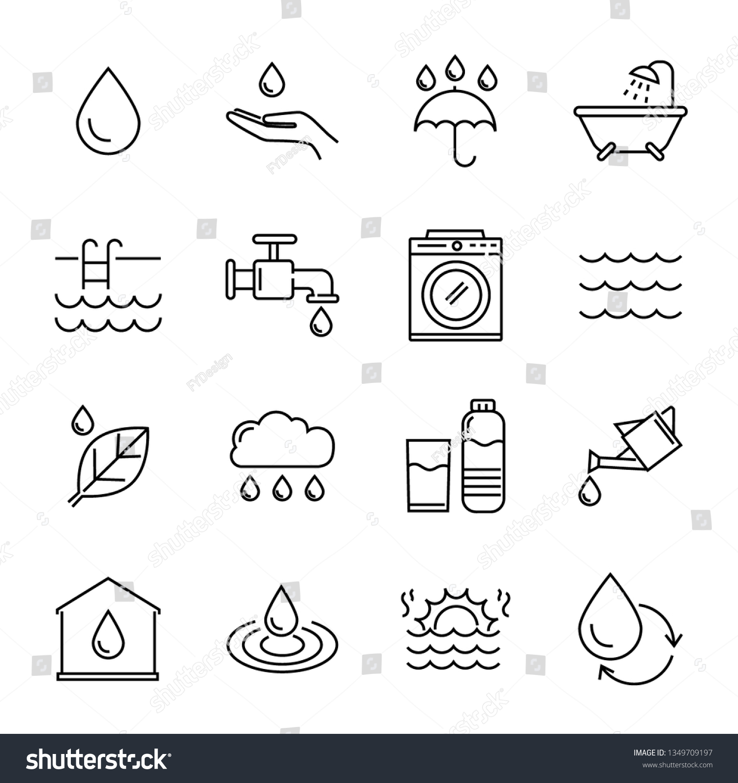 Water Icons Vector Design Stock Vector (Royalty Free) 1349709197 ...