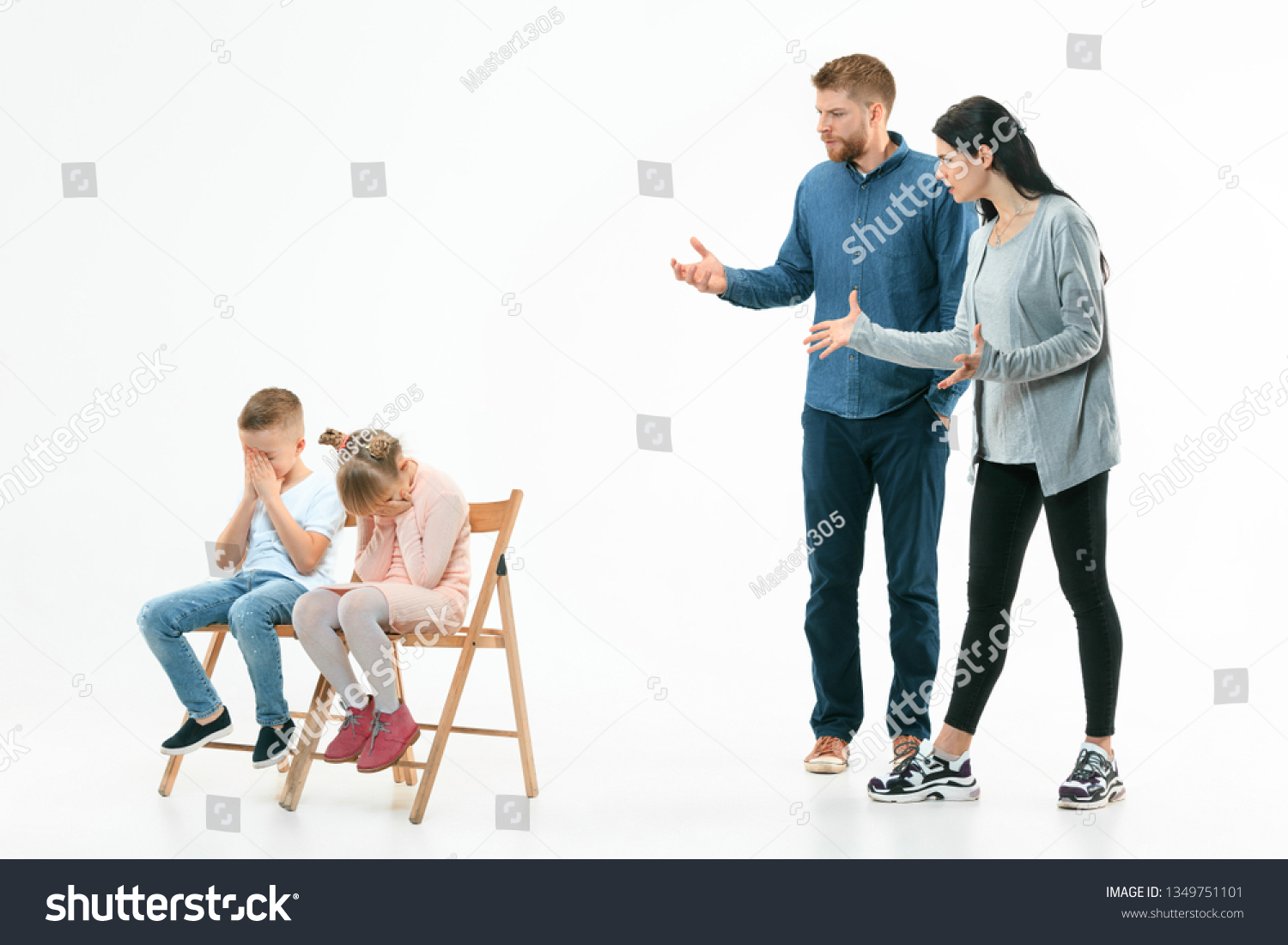 Angry Parents Scolding Their Children Son Stock Photo 1349751101 ...