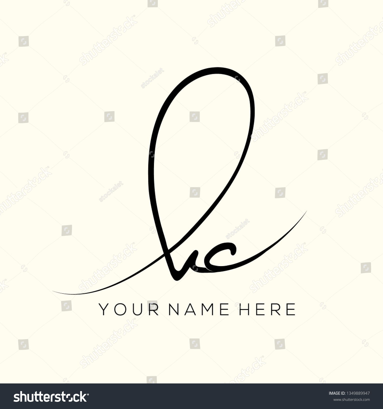 Kc Monogramsignature Style Typographic Logo Script Stock Vector ...