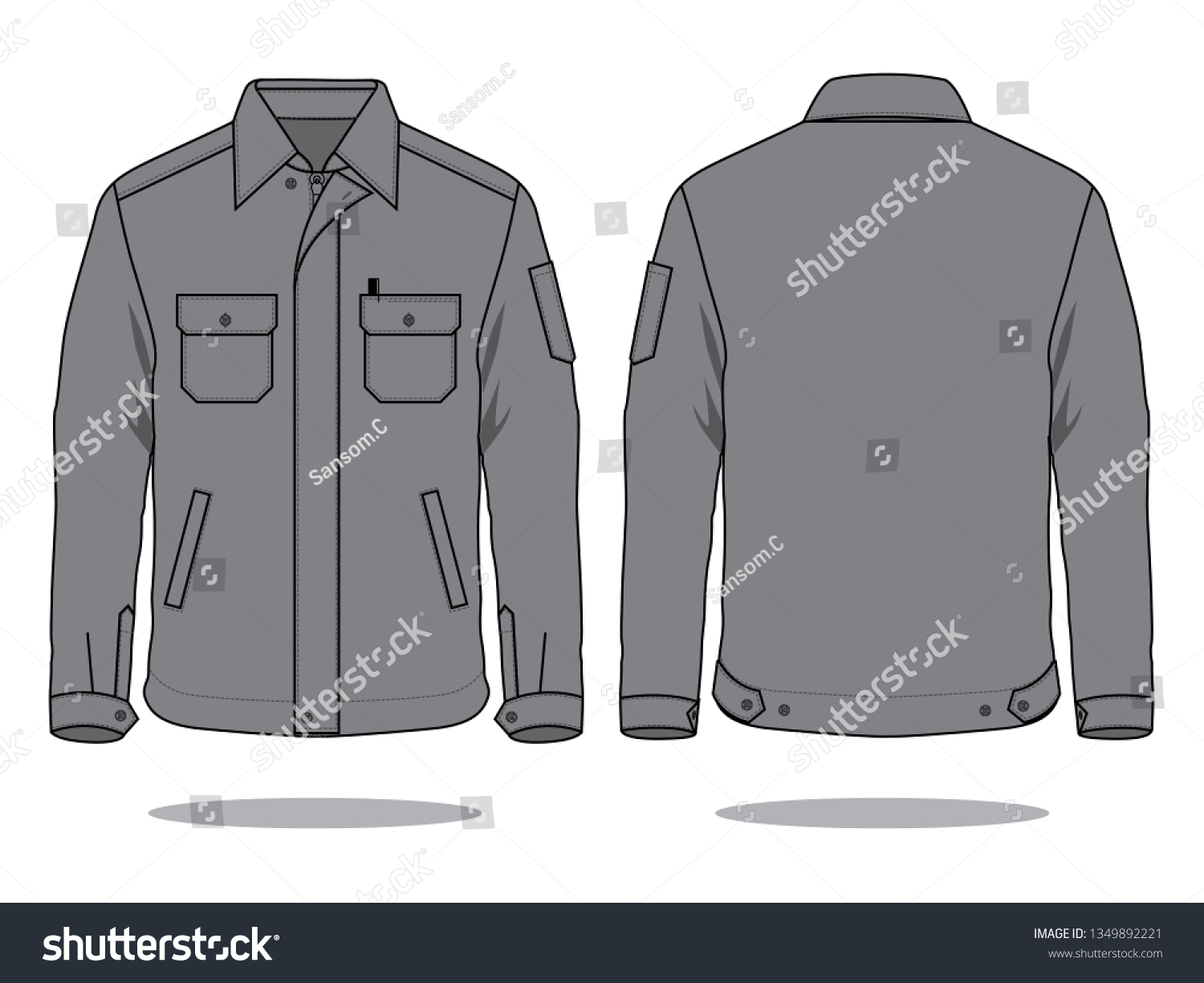 10 Technician jacket with multi pockets And pen holder Images, Stock