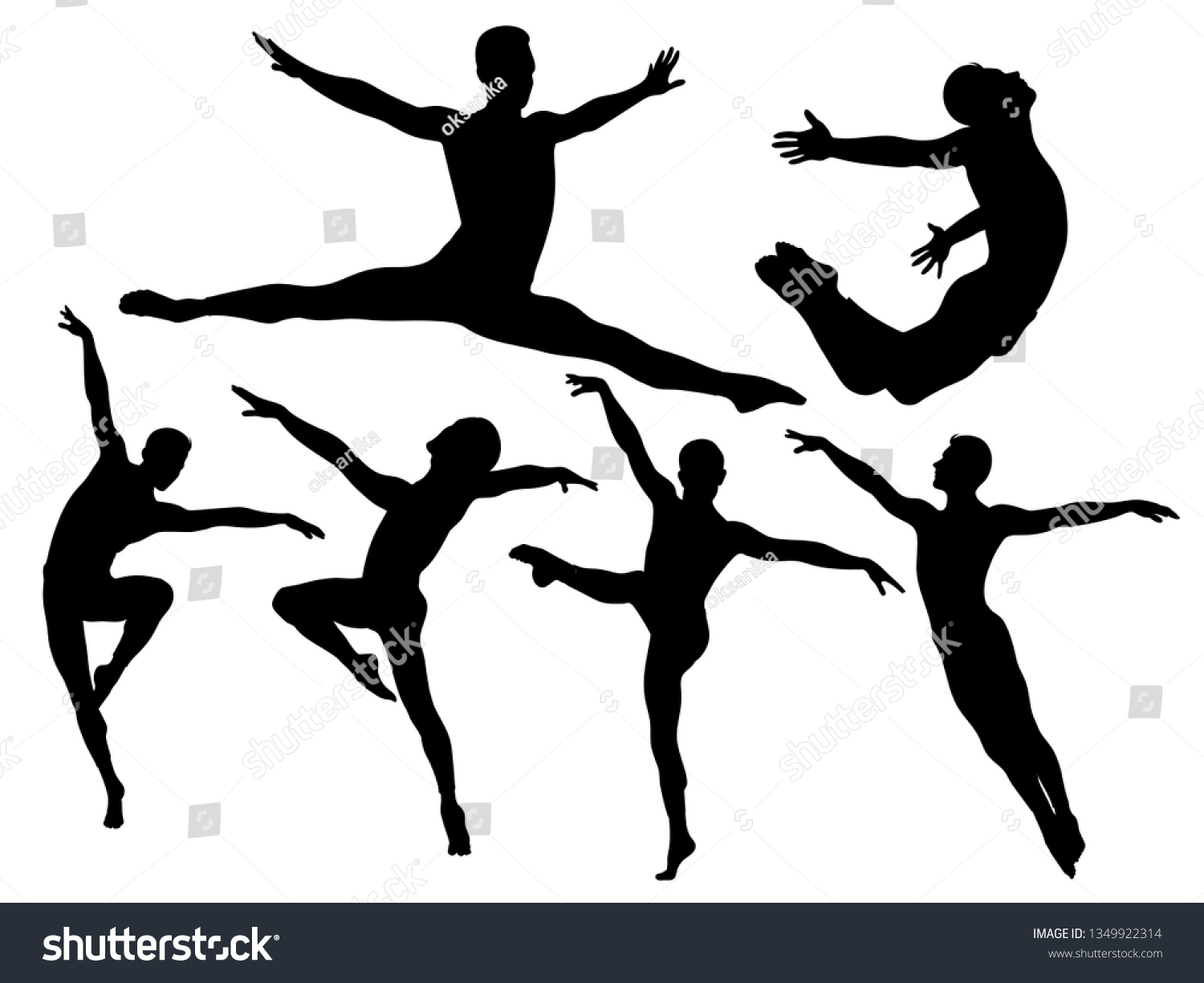 Silhouettes Man Dancing Ballet Stock Vector (Royalty Free) 1349922314 ...