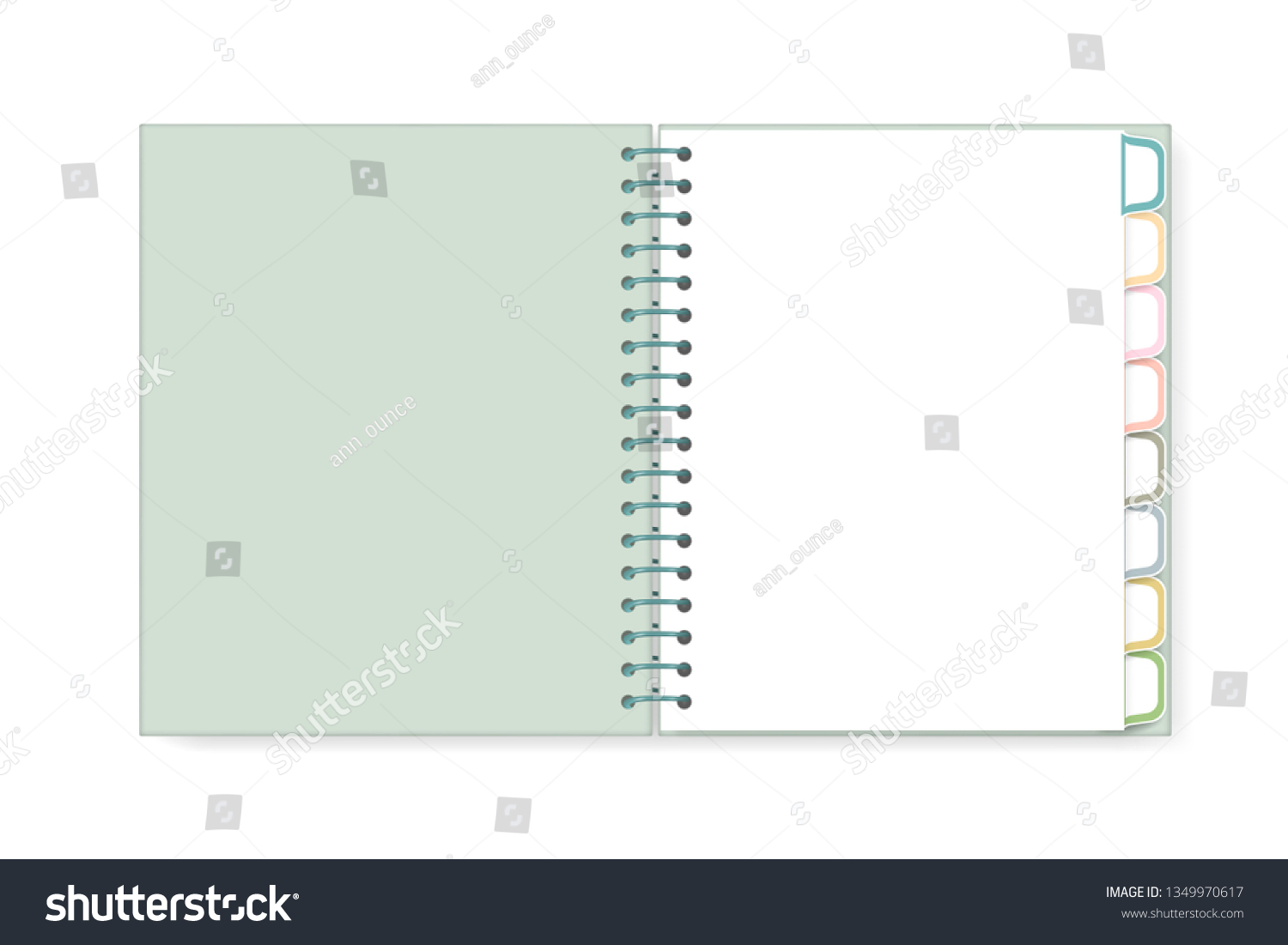 Open Spiral Notebook With Tab Dividers Isolated Vector Image