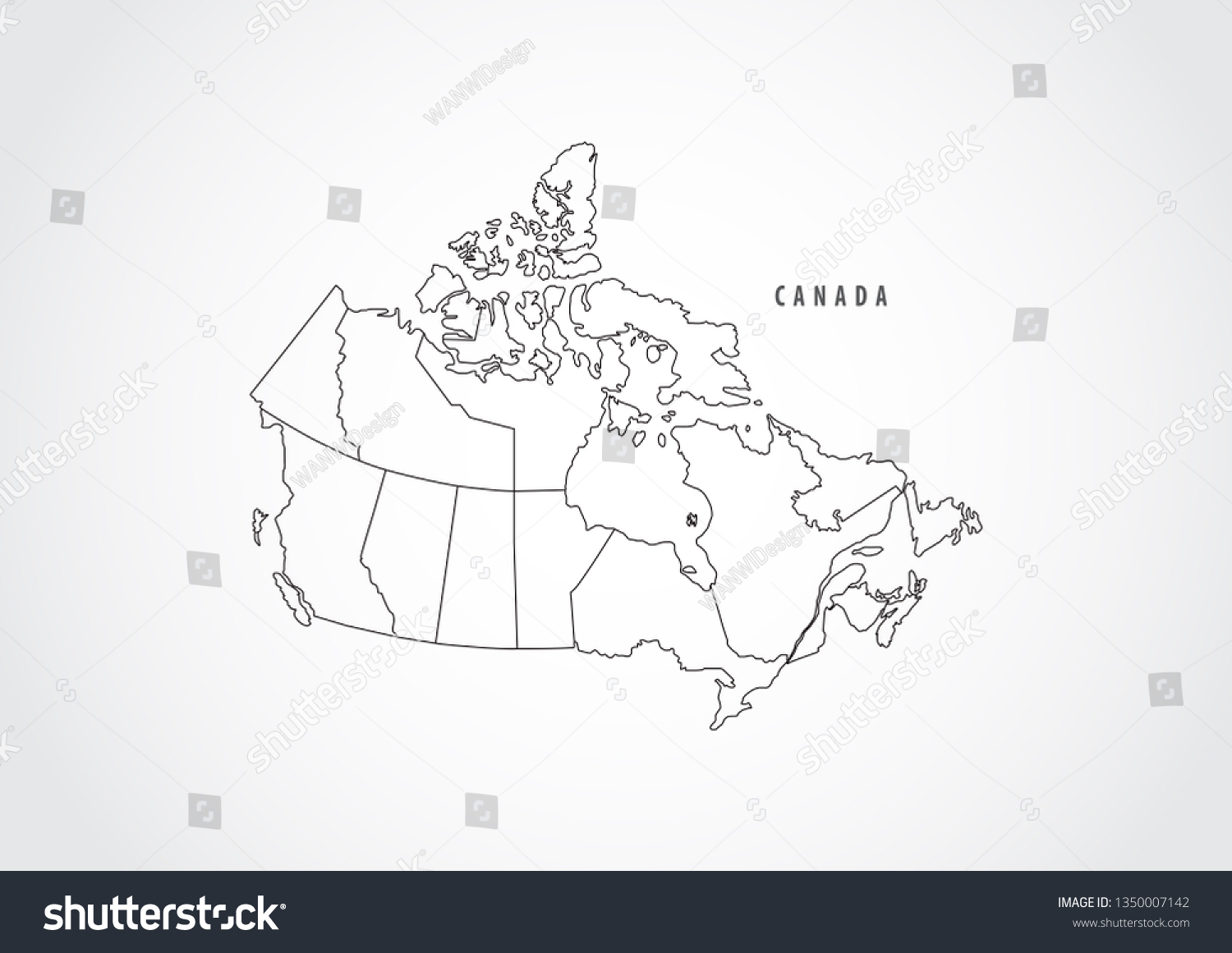 Canada Map Outline On White Background Stock Vector (Royalty Free ...