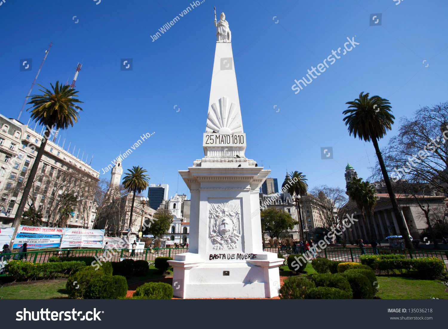 National Monument Piramide De Mayo Plaza Stock Photo 135036218 ...