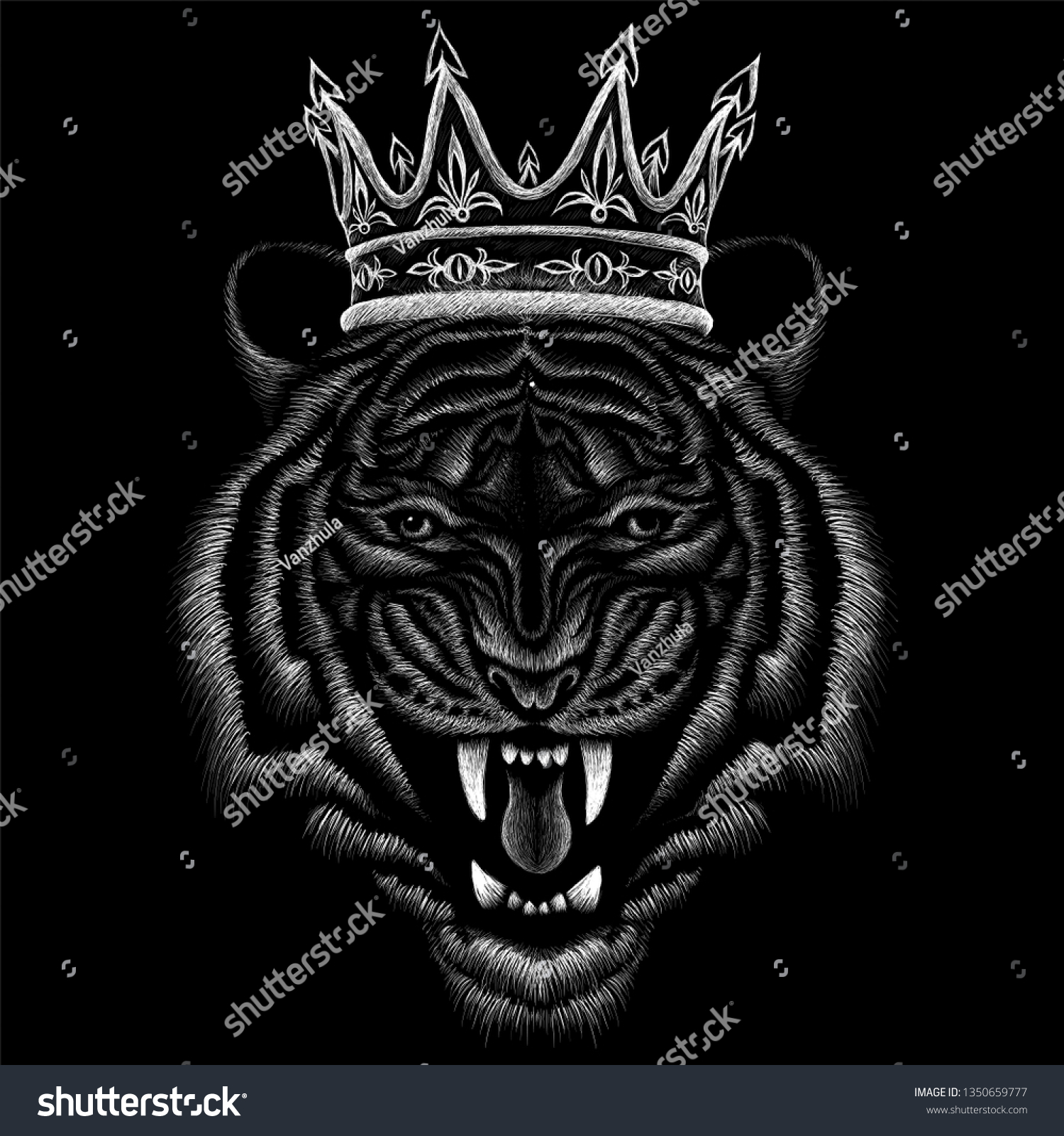 Vector Logo Tiger King Tattoo Tshirt Stock Vector (Royalty Free ...