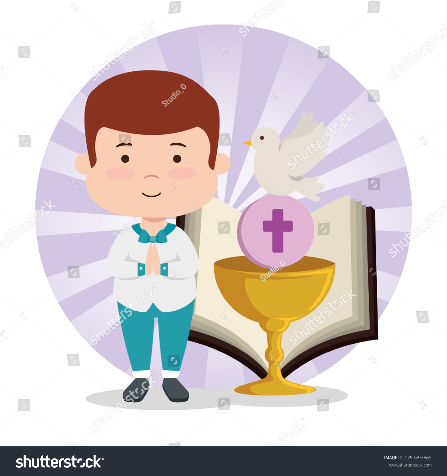 Boy Suit Chalice First Communion Stock Vector (royalty Free) 1350693869 