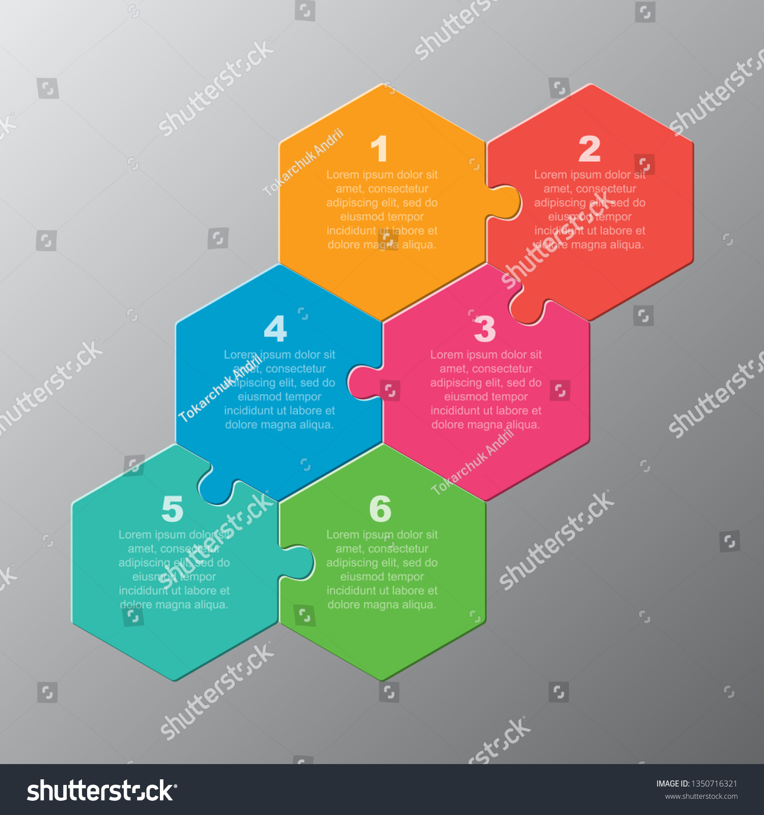 Six Pieces Puzzle Hexagonal Diagram Hexagon Stock Vector (Royalty Free ...