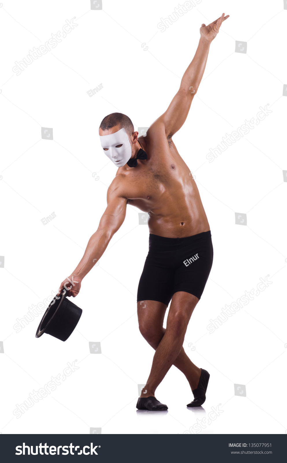 Naked Muscular Mime Isolated On White Stock Photo Shutterstock