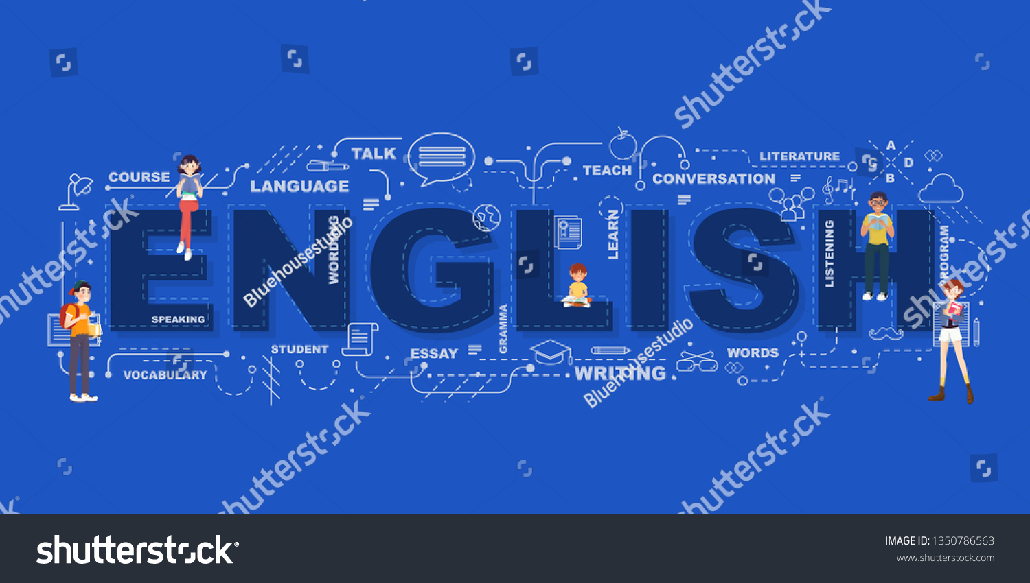 English Word Education Icons Flat Design Stock Vector (Royalty Free ...