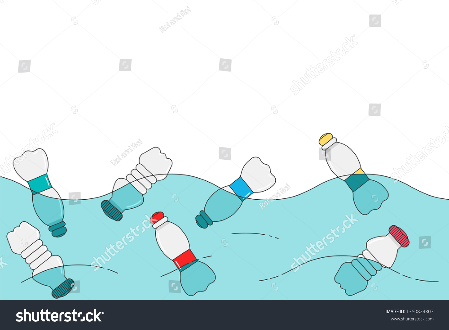 Plastic Bottle Ocean Sea Trash Garbage Stock Vector (Royalty Free ...