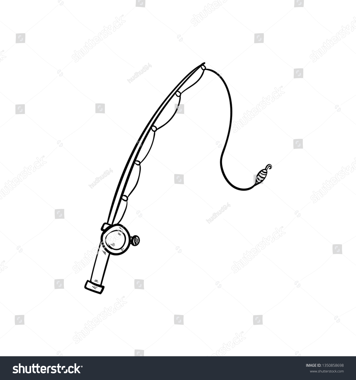 Fishing Rod Tool Doodle Vector Stock Vector (Royalty Free) 1350858698 ...