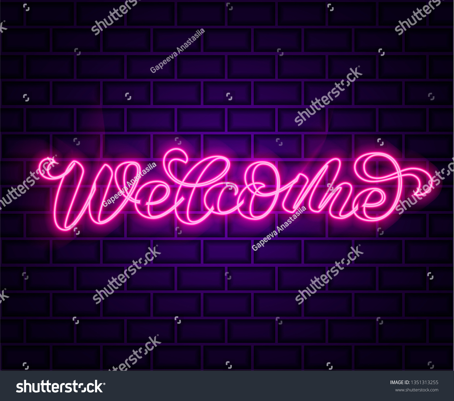 Brick Background Welcome Neon Lettering Vector Stock Vector (Royalty ...