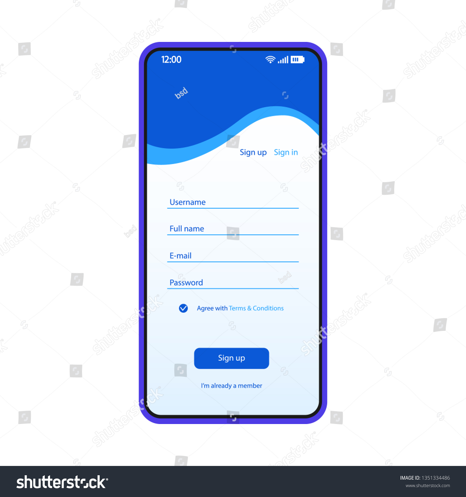 Sign Form Smartphone Interface Vector Template Stock Vector (Royalty ...