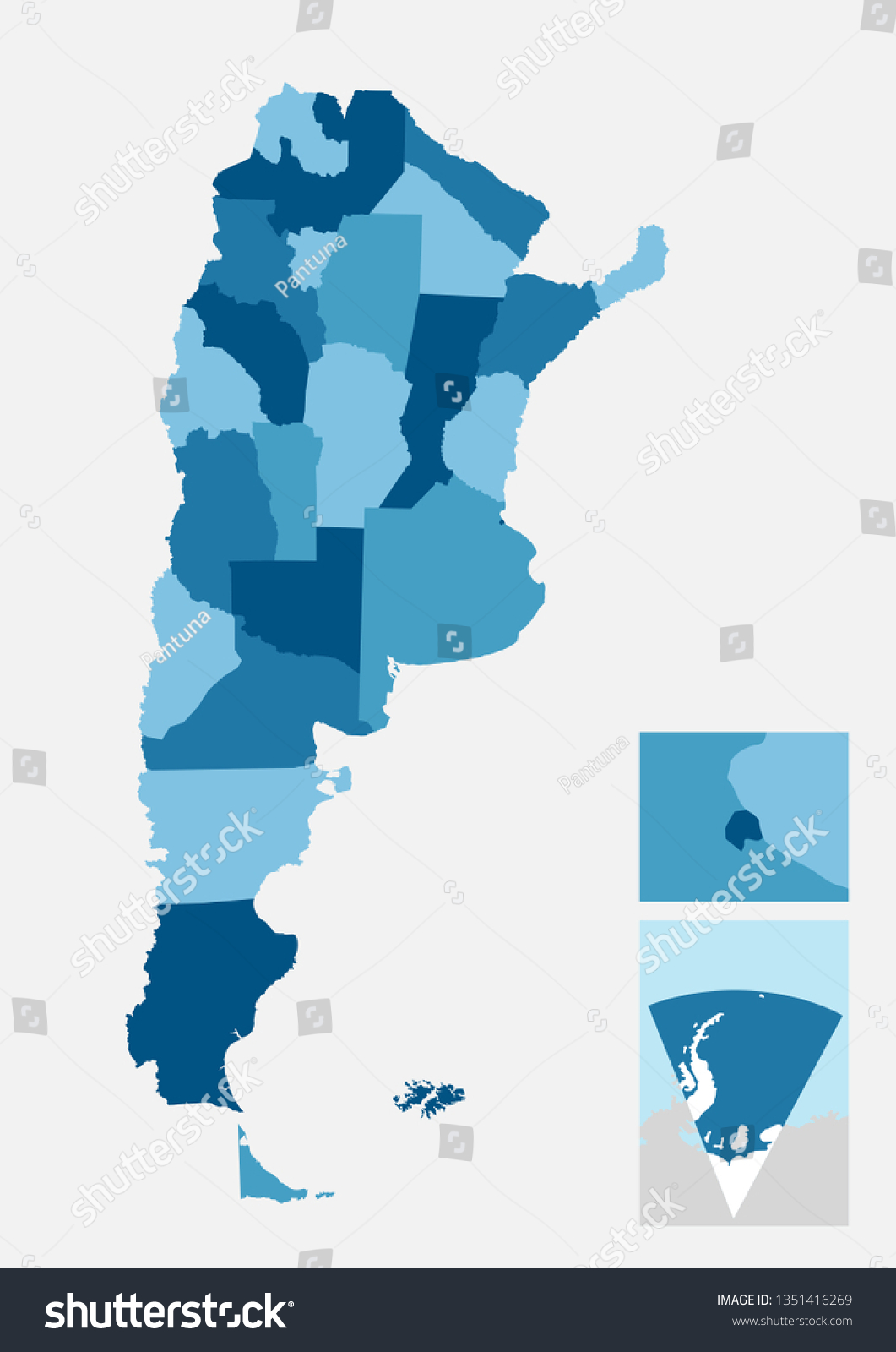 Argentina Detailed Country Map Separated Provinces Stock Vector Royalty Free 1351416269 0934