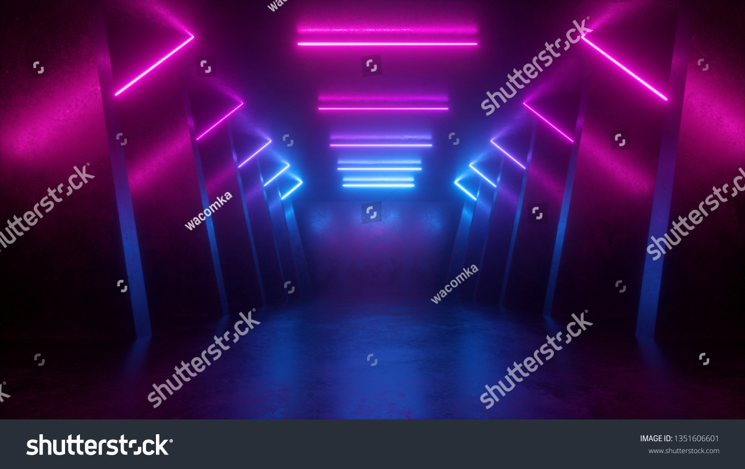 3d Render Neon Abstract Background Empty Stock Illustration 1351606601 ...