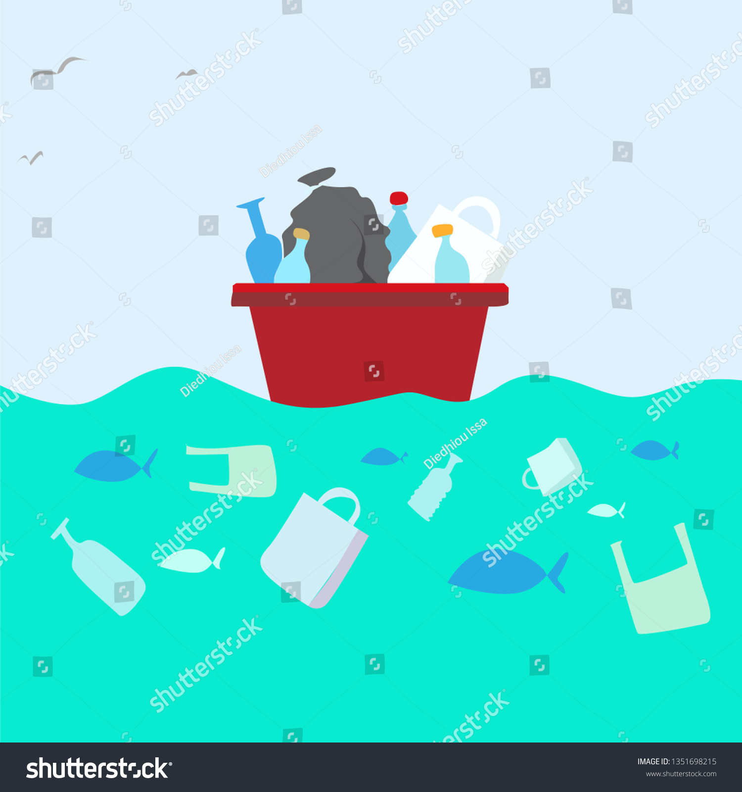 Illustration Showing Pollution Pollution Ocean By Stock Vector (Royalty ...