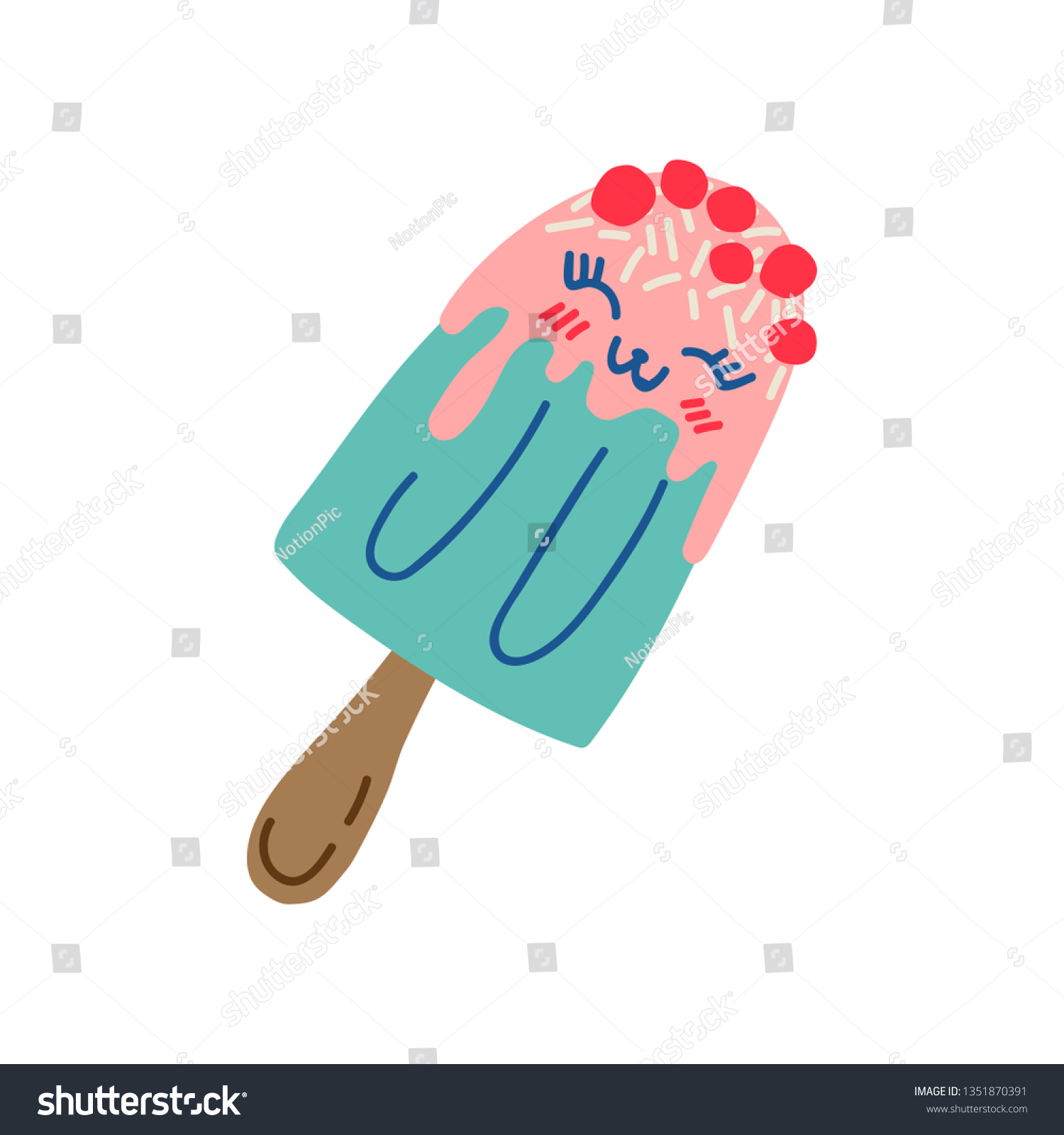 Happy Cute Delicious Popsicle Cartoon Character Stock Vector (Royalty ...